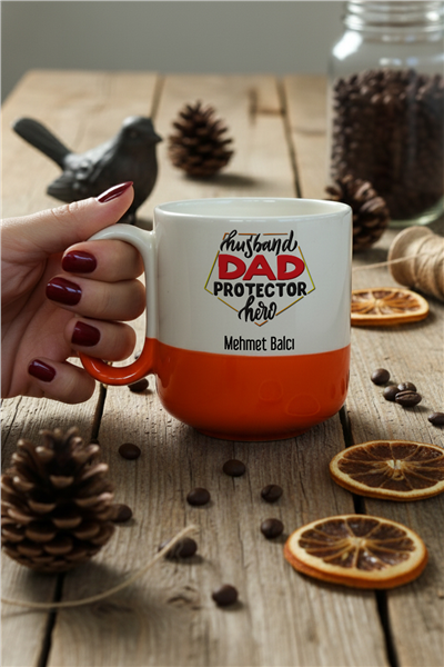 Husbanda Dad Protector Hero Kişiye Özel Kupa Bardak Pro