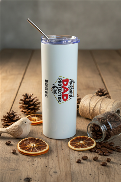 Husbanda Dad Protector Hero Kişiye Özel Pipetli Çelik Termos