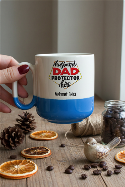 Husbanda Dad Protector Hero Kişiye Özel Kupa Bardak Pro