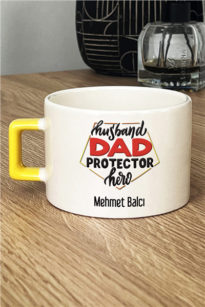 Husbanda Dad Protector Hero Kişiye Özel Lüks Fincan