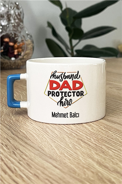 Husbanda Dad Protector Hero Kişiye Özel Lüks Fincan