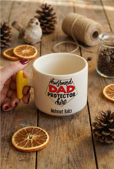 Husbanda Dad Protector Hero Kişiye Özel T Kupa