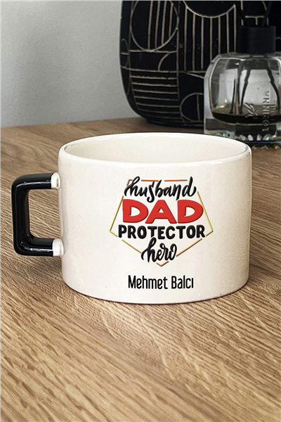 Husbanda Dad Protector Hero Kişiye Özel Lüks Fincan