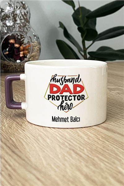 Husbanda Dad Protector Hero Kişiye Özel Lüks Fincan