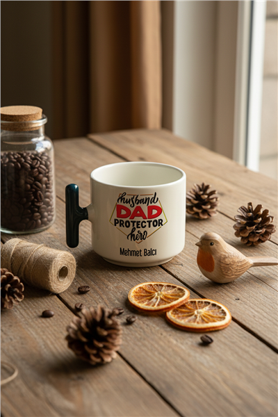 Husbanda Dad Protector Hero Kişiye Özel T Kupa