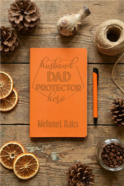 Husbanda Dad Protector Hero Kişiye Özel Defter ve Kalem