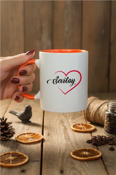 İsim ve Kalp Kişiye Özel Kupa Bardak Standart