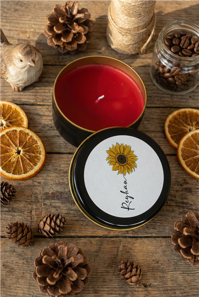 İsimli Ayçiçek Hediye Kutusu - Kişiye Özel Kupa Standart, Bitki Çayı, Takvim, Mum