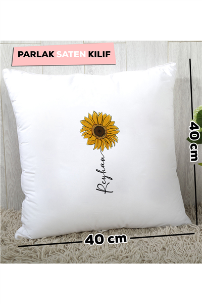 İsimli Ayçiçek Kişiye Özel Yastık