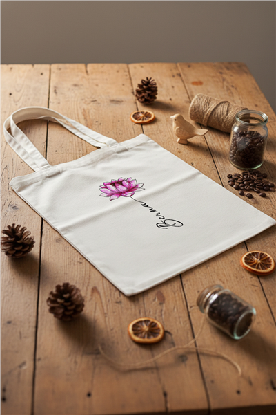 İsimli Nilüfer Kişiye Özel Bez Çanta