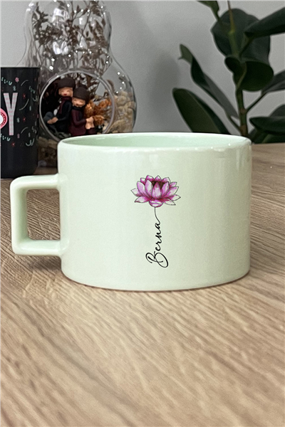 İsimli Nilüfer Kişiye Özel Lüks Pastel Fincan