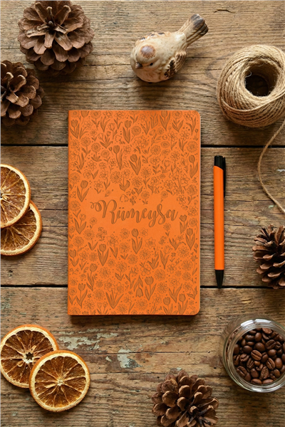 İsme Özel Çiçekli Kişiye Özel Defter ve Kalem