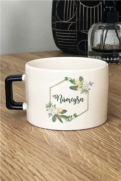 İsme Özel Çiçekli Kişiye Özel Lüks Fincan