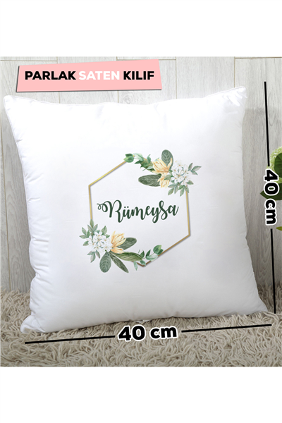İsme Özel Çiçekli Kişiye Özel Yastık