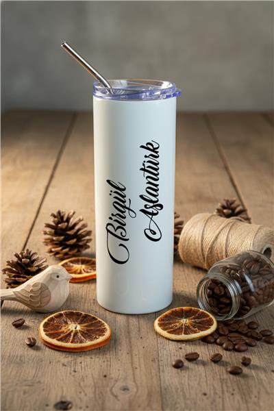 İsme Özel Kişiye Özel Pipetli Çelik Termos