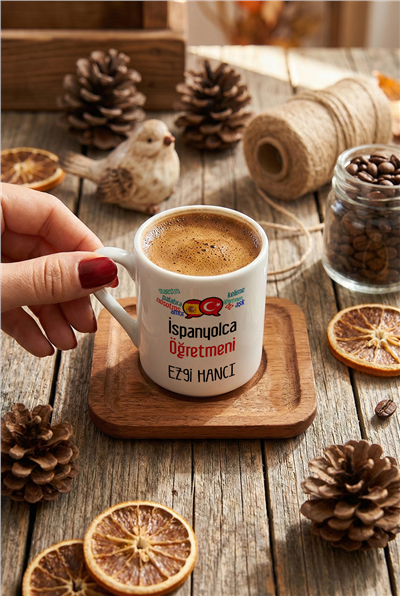 İspanyolca Öğretmeni Kişiye Özel Türk Kahvesi Fincanı