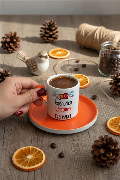 İspanyolca Öğretmeni Kişiye Özel Türk Kahvesi Fincanı