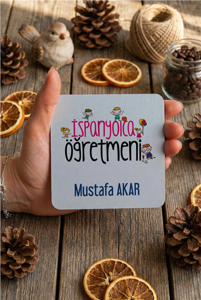 İsyapnyolca Öğretmeni Kişiye Özel Bardak Altlığı