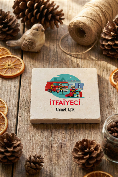 İtfaiyeci Kişiye Özel Bardak Altlığı
