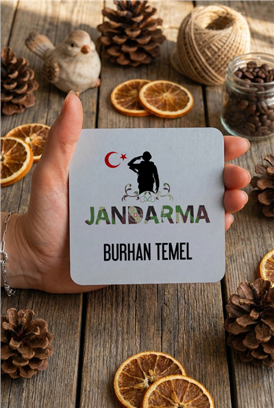 Jandarma Kişiye Özel Bardak Altlığı