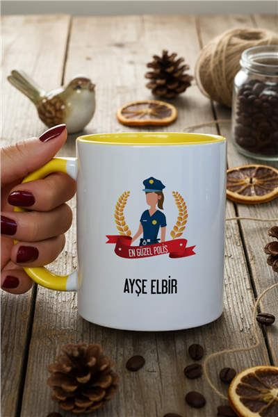 Kadın Polis Kişiye Özel Kupa Bardak Standart