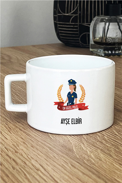 Kadın Polis Kişiye Özel Lüks Fincan