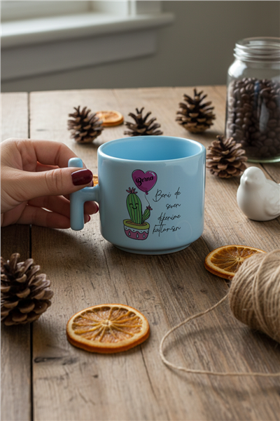 Kaktüs Kişiye Özel T Pastel Kupa