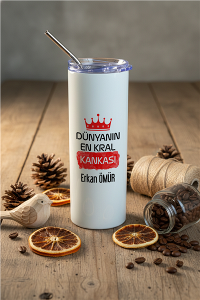 Kanka Kişiye Özel Pipetli Çelik Termos