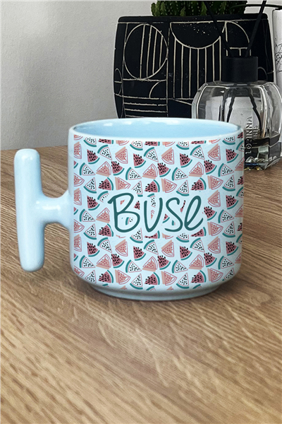 Karpuz Desenli Hediye Kutusu - Kişiye Özel T Pastel Kupa, Peluş Avokado, Fotoğraf 1 Adet