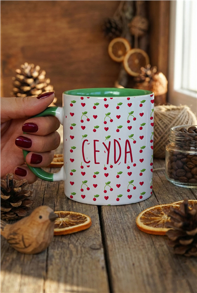 Kiraz Desenli Kişiye Özel Kupa Bardak Standart