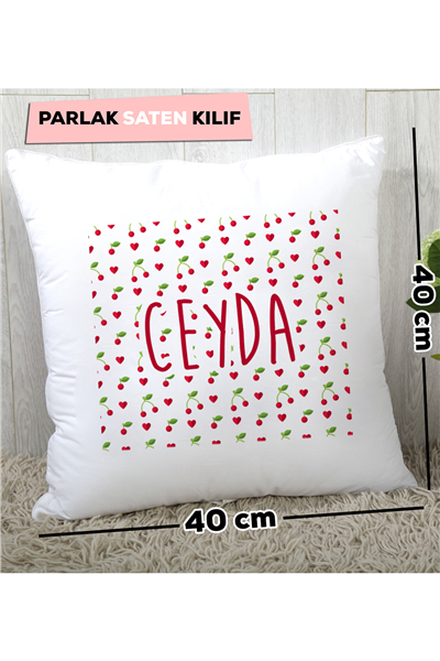 Kiraz Desenli Kişiye Özel Yastık
