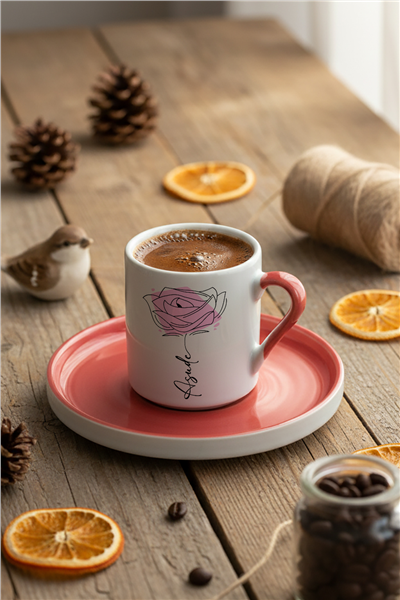 Kişiye Özel İsim Gül Kişiye Özel Türk Kahvesi Fincanı