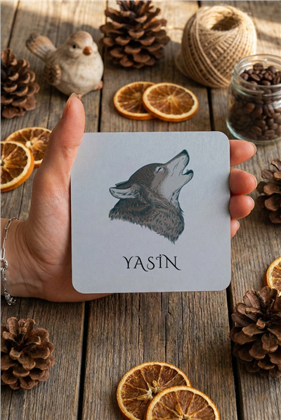 Kurt Baskılı Kişiye Özel Bardak Altlığı