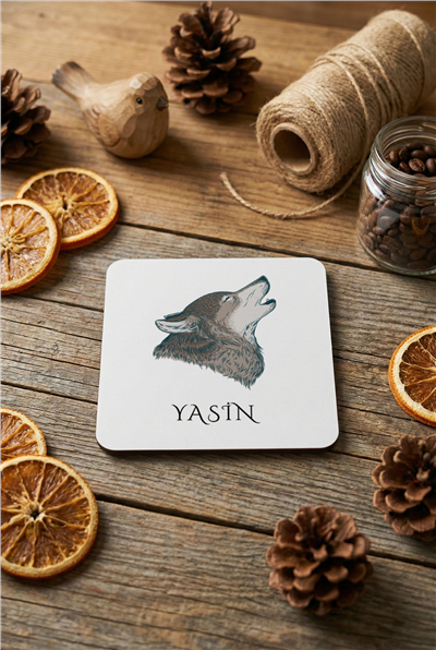 Kurt Baskılı Kişiye Özel Bardak Altlığı