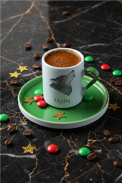 Kurt Baskılı Kişiye Özel Türk Kahvesi Fincanı