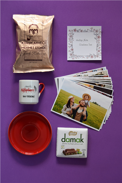Kütüphaneci Hediye Kutusu - Kişiye Özel Türk Kahvesi Fincanı, Türk Kahvesi, Damak Çikolata, Fotoğraf 12 Adet