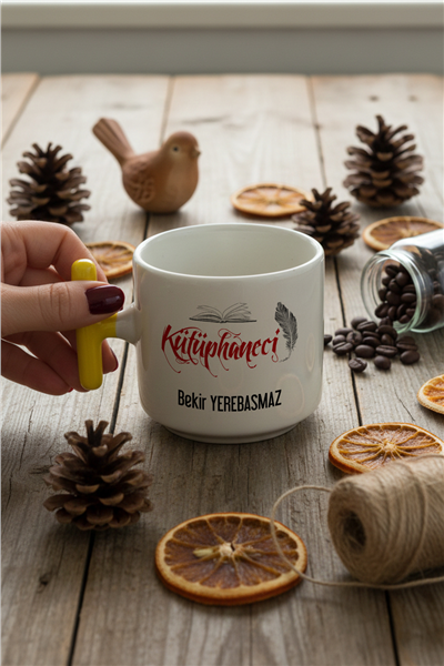 Kütüphaneci Hediye Kutusu - Kişiye Özel T Kupa, Kolonya, Bardak Altlığı, Mum