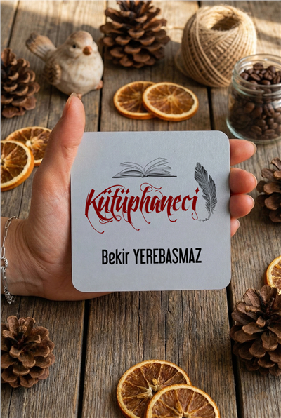 Kütüphaneci Kişiye Özel Bardak Altlığı
