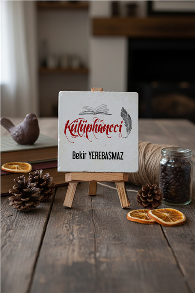 Kütüphaneci Kişiye Özel Dekoratif Taş İsimlik