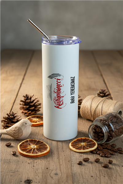 Kütüphaneci Kişiye Özel Pipetli Çelik Termos