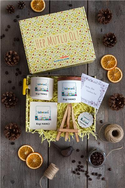 Laborant Hediye Kutusu - Kişiye Özel T Kupa, Seramik Kalemlik, Dekoratif Taş İsimlik, Güneş Anahtarlık