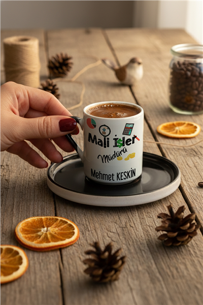 Mali İşler Müdürü Kişiye Özel Türk Kahvesi Fincanı
