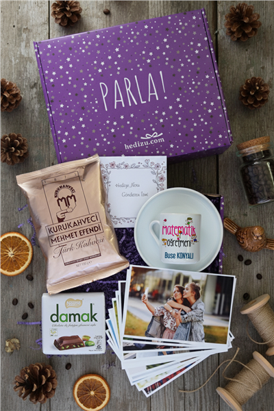 Matematik Öğretmeni Hediye Kutusu - Kişiye Özel Türk Kahvesi Fincanı, Türk Kahvesi, Damak Çikolata, Fotoğraf 12 Adet