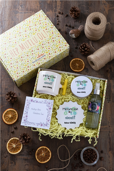 Mekatronik Mühendisi Hediye Kutusu - Kişiye Özel T Kupa, Kolonya, Bardak Altlığı, Mum