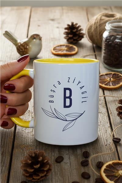 Minimal Baş Harf ve İsim Kişiye Özel Kupa Bardak Standart