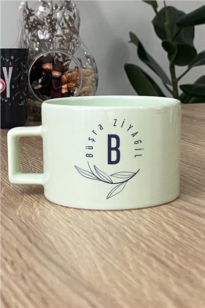 Minimal Baş Harf ve İsim Kişiye Özel Lüks Pastel Fincan