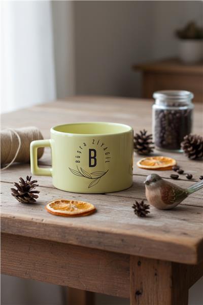 Minimal Baş Harf ve İsim Kişiye Özel Lüks Pastel Fincan