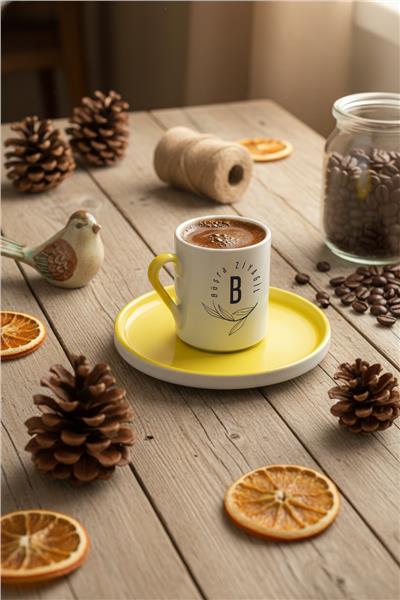 Minimal Baş Harf ve İsim Kişiye Özel Türk Kahvesi Fincanı