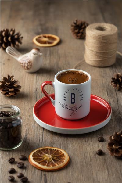 Minimal Baş Harf ve İsim Kişiye Özel Türk Kahvesi Fincanı