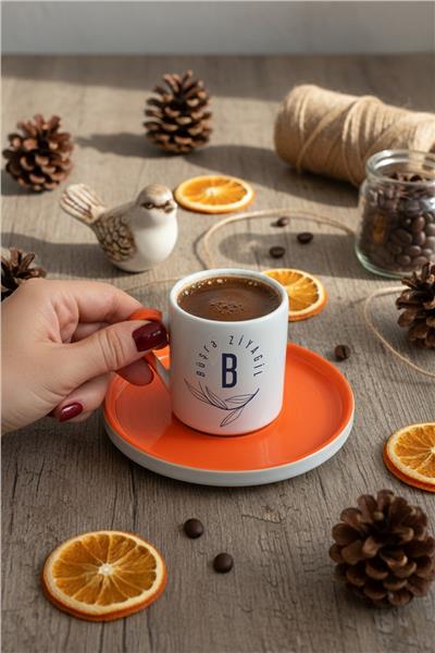 Minimal Baş Harf ve İsim Kişiye Özel Türk Kahvesi Fincanı